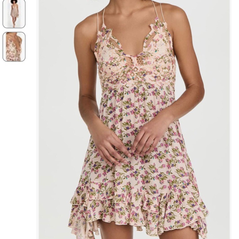 Free People Petal Pink Combo Adella Mini Slip Dress